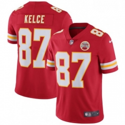 Men Nike Kansas City Chiefs 87 Travis Kelce Red Team Color Vapor Untouchable Limited Player NFL Jersey