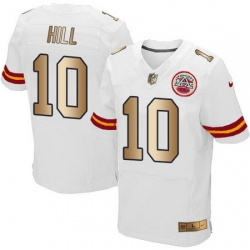 Nike Chiefs #10 Tyreek Hill White Mens Stitched NFL Elite Gold Jersey