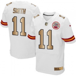 Nike Chiefs #11 Alex Smith White Mens Stitched NFL Elite Gold Jersey