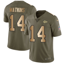 Nike Chiefs #14 Sammy Watkins Olive Gold Mens Stitched NFL Limited 2017 Salute To Service Jersey