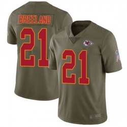 Nike Chiefs 21 Bashaud Breeland Olive Men Stitched NFL Limited 2017 Salute to Service Jersey