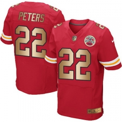 Nike Chiefs #22 Marcus Peters Red Team Color Mens Stitched NFL Elite Gold Jersey