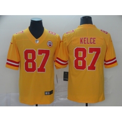 Nike Chiefs 87 Travis Kelce Gold Inverted Legend Limited Jersey