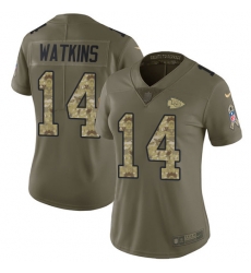 Nike Chiefs #14 Sammy Watkins Olive Camo Womens Stitched NFL Limited 2017 Salute to Service Jersey