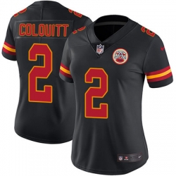 Nike Chiefs #2 Dustin Colquitt Black Womens Stitched NFL Limited Rush Jersey