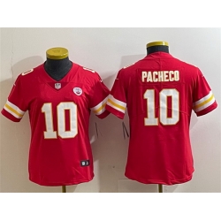 Women Kansas City Chiefs 10 Isiah Pacheco Red Vapor Stitched Jersey  Run Small