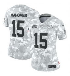 Women Kansas City Chiefs 15 Patrick Mahomes 2024 F U S E Arctic Camo Salute To Service Limited Stitched Football Jersey