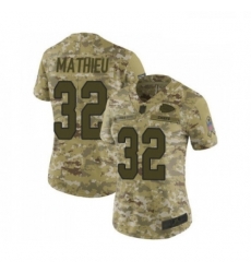 Womens Kansas City Chiefs 32 Tyrann Mathieu Limited Camo 2018 Salute to Service Football Jersey