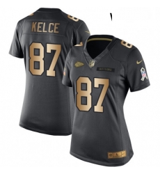 Womens Nike Kansas City Chiefs 87 Travis Kelce Limited BlackGold Salute to Service NFL Jersey