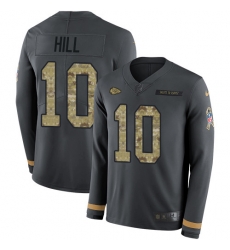 Nike Chiefs #10 Tyreek Hill Anthracite Salute to Service Youth Long Sleeve Jersey