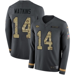 Nike Chiefs #14 Sammy Watkins Anthracite Salute to Service Youth Long Sleeve Jersey