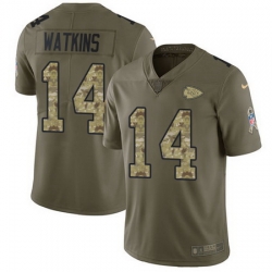 Nike Chiefs #14 Sammy Watkins Olive Camo Youth Stitched NFL Limited 2017 Salute to Service Jersey