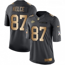 Youth Nike Kansas City Chiefs 87 Travis Kelce Limited BlackGold Salute to Service NFL Jersey