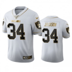 Las Vegas Raiders 34 Bo Jackson Men Nike White Golden Edition Vapor Limited NFL 100 Jersey