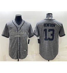 Men Las Vegas Raiders 13 Hunter Renfrow Grey With Patch Cool Base Stitched Baseball Jersey