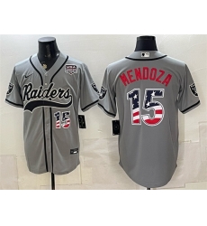 Men Las Vegas Raiders  15 Fernando Mendoza Grey USA 250 Fourth of July Vapor Limited Stitched Baseball Jersey