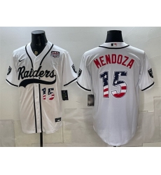 Men Las Vegas Raiders  15 Fernando Mendoza White USA 250 Fourth of July Vapor Limited Stitched Baseball Jersey