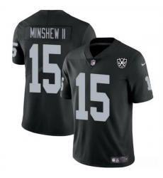 Men Las Vegas Raiders 15 Gardner Minshew II Black 2024 65th Anniversary Patch Vapor Stitched Football Jersey