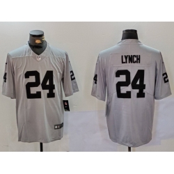 Men   Las Vegas Raiders 24 Marshawn Lynch Grey Vapor Untouchable Limited Stitched Jersey