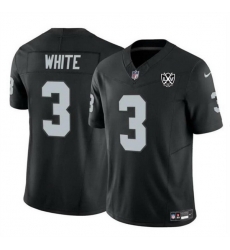 Men Las Vegas Raiders 3 Zamir White Black 2024 F U S E 65th Anniversary Patch Vapor Stitched Football Jersey