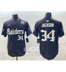 Men Las Vegas Raiders 34 Bo Jackson Black  27Gothic Sin City Shadows Edition 27 With 65th Anniversary Patch Vapor Limited Stitched Baseball Jersey Men Las Vegas Raiders 34 Bo Jackson Black  27Gothic Sin City Shadows Edition 27 With 65th Anniversary Patch Vapor Limited Stitched Baseball Jersey
