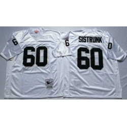 Men Las Vegas Raiders 60 Otis Sistrunk White M&N Throwback Jersey