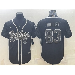 Men Las Vegas Raiders 83 Darren Waller Black Reflective With Patch Cool Base Stitched Baseball Jersey