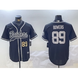 Men Las Vegas Raiders 89 Brock Bowers Black Cool Base Stitched Baseball Jersey 1