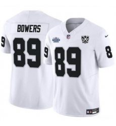 Men Las Vegas Raiders 89 Brock Bowers White 2024 F U S E 65th Anniversary Patch Vapor Stitched Football Jersey