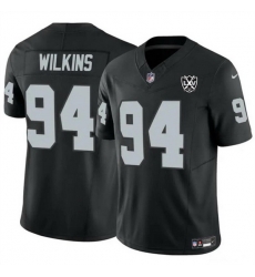 Men Las Vegas Raiders 94 Christian Wilkins Black 2024 F U S E 65th Anniversary Patch Vapor Stitched Football Jersey