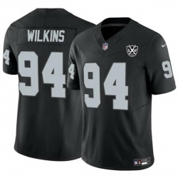 Men Las Vegas Raiders 94 Christian Wilkins Black 2024 F U S E 65th Anniversary Patch Vapor Stitched Football Jersey