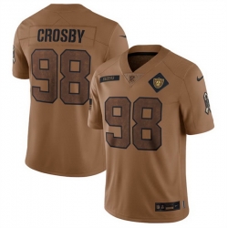 Men Las Vegas Raiders 98 Maxx Crosby 2023 Brown Salute To Service Limited Stitched Football Jersey