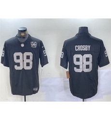 Men Las Vegas Raiders 98 Maxx Crosby Black 2023 F U S E 65th Anniversary Patch Vapor Untouchable Stitched Football Jersey