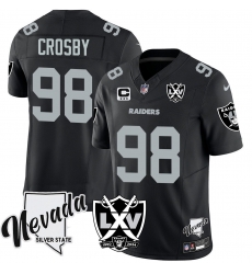 Men Las Vegas Raiders 98 Maxx Crosby Black 2023 F U S E Nevada LXV Patch Vapor Untouchable Stitched Football Jersey