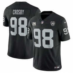 Men Las Vegas Raiders 98 Maxx Crosby Black 2024 F U S E With 4 Star C Patch And 65th Anniversary Patch Vapor Stitched Football Jersey