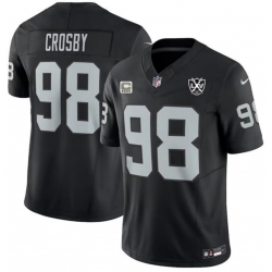 Men Las Vegas Raiders 98 Maxx Crosby Black F U S E LXV C patch Stitched Football Jersey