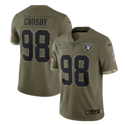 Men Las Vegas Raiders 98 Maxx Crosby Olive 2022 Salute To Service Limited Stitched Jersey