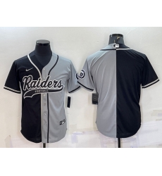 Men Las Vegas Raiders Blank Black Grey Split With Patch Cool Base Stitched Baseball Jersey