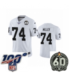 Men Oakland Raiders #74 Kolton Miller White 60th Anniversary Vapor Untouchable Limited Player 100th Season Football Jersey