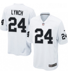 Mens Nike Oakland Raiders 24 Marshawn Lynch Game White NFL Jersey