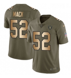 Mens Nike Oakland Raiders 52 Khalil Mack Limited OliveGold 2017 Salute to Service NFL Jersey