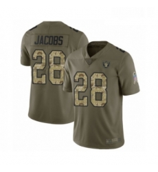 Mens Oakland Raiders 28 Josh Jacobs Limited Olive Camo 2017 Salute to Service Football Jersey