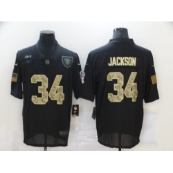 Nike Las Vegas Raiders 34 Bo Jackson Black Camo 2020 Salute To Service Limited Jersey