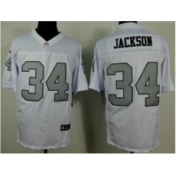 Nike Oakland Raiders 34 Bo.Jackson White Elite Silver No. NFL Jersey