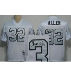 Oakland Raiders 32 Marcus Allen White Silver Number Throwback M&N Signed NFL Jerseys