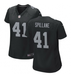 Women Las Vegas Raiders 41 Robert Spillane Black 2023 Draft Vapor Limited Stitched Football Jersey