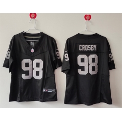 Women Las Vegas Raiders 98 Maxx Crosby Black 2025 F U S E  Vapor Stitched Jersey 