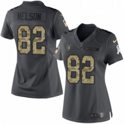 Womens Nike Oakland Raiders 82 Jordy Nelson Limited Black 2016 Salute to Service NFL Jersey