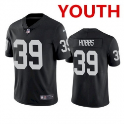 Youth Las Vegas Raiders 39 Nate Hobbs Black Vapor Limited Jersey 