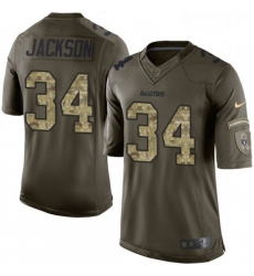 Youth Nike Oakland Raiders 34 Bo Jackson Elite Green Salute to Service NFL Jersey